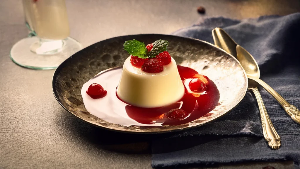 Irresistibile Ricetta Panna Cotta Vegana Perfetta! 2 Vecchia immagine di un dessert panna cotta tradizionale italiano.