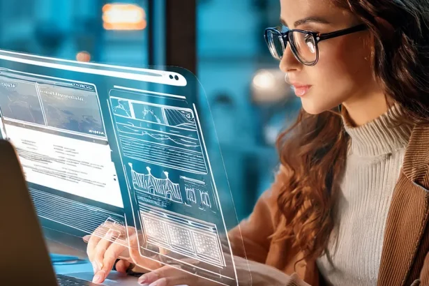 Persona che analizza un sito web su un laptop, rappresentando l'importanza di un sito ben progettato per aziende a Milano.